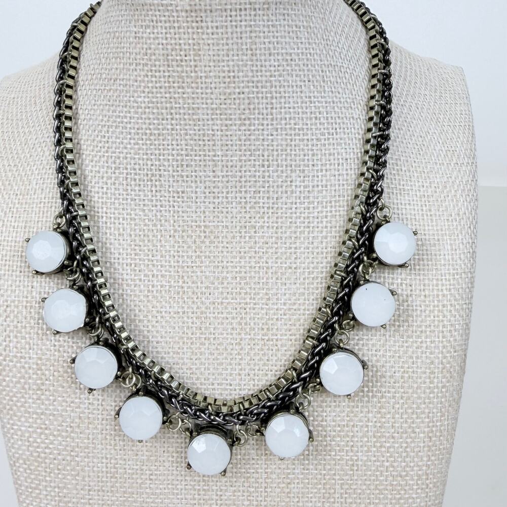 Indie Sleaze Liz Claiborne Costume Jewelry Bib Necklace Gold and Gunmetal Gray